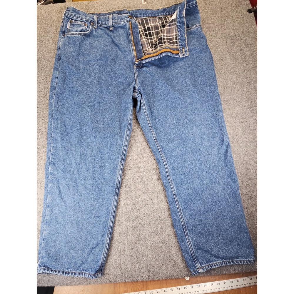 Carhartt B172  Flannel Lined Jeans Mens 48x30 Relaxed Fit Blue Denim Work 1668